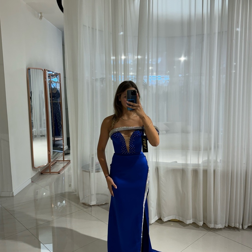 Blue off the shoulder maxi gown
